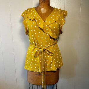 BODEN SUNFLOWER YELLOW TRUE WRAP TOP, SIZE 18 (BIN C)